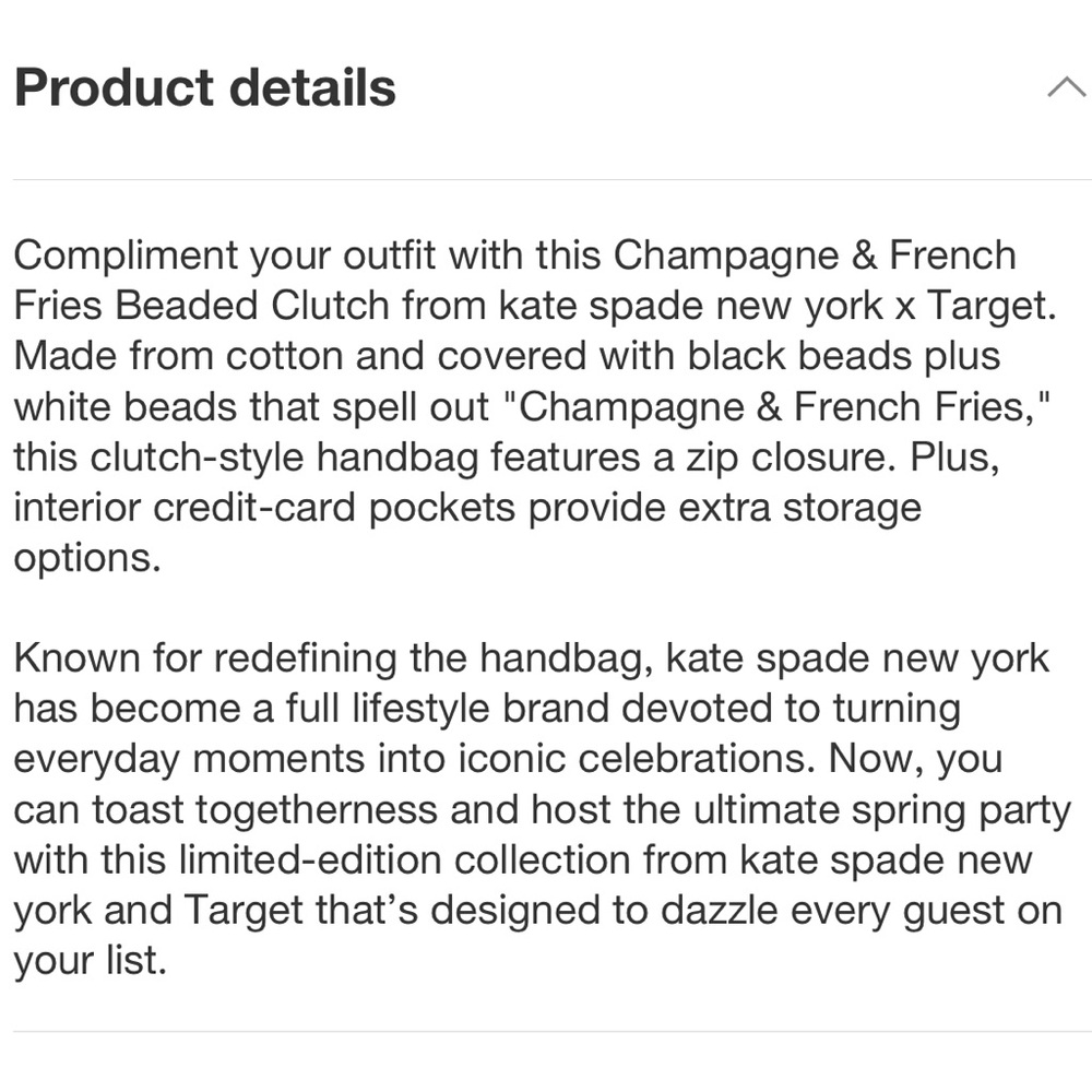 Kate Spade X Target Beaded Pouch with White Text CHAMPAGNE & French Fries NEW - Picture 6 of 7